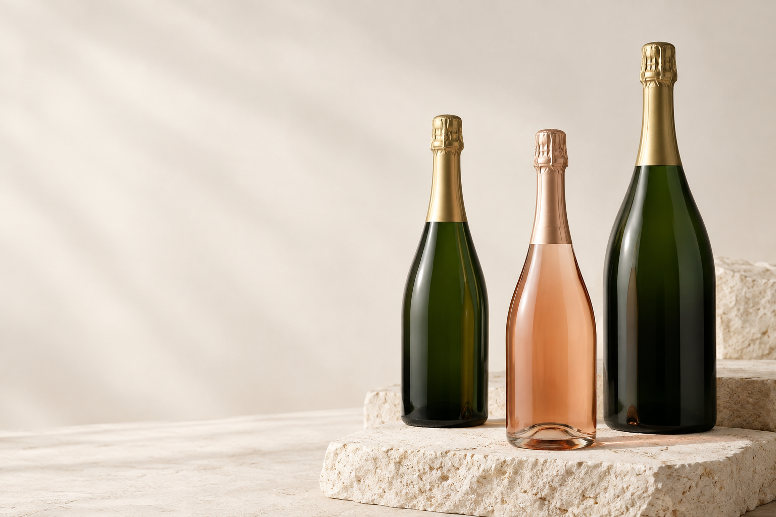 Champagneflessen in een stijlvolle opstelling